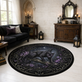Black Panther Moonlit Forest Round Rug | Gothic Animal Decor